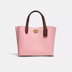 Coach Willow Tote 24 in Colorblock Pink Bag NWT